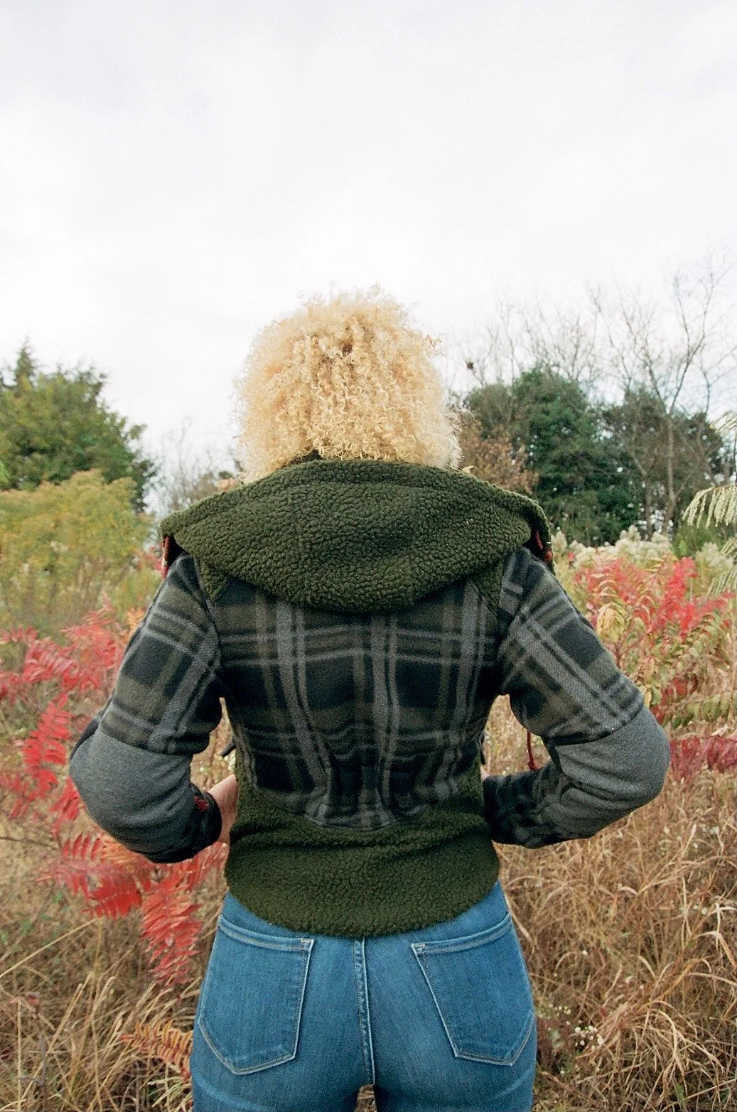 Green plaid sherpa jacket online